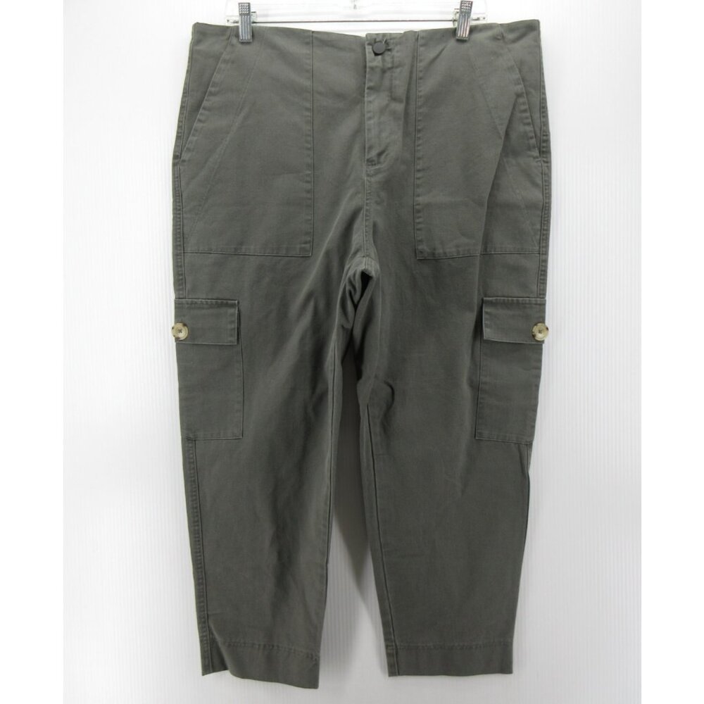 Bassike Pants 4 Olive Cargo Cropped Surplus Field Wide Leg Taper XL